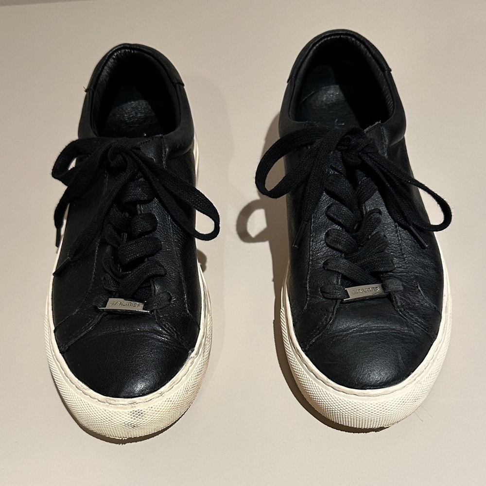 J Slides Black Leather Sneakers